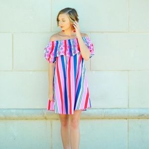 Off The Shoulder Striped ASOS Dress